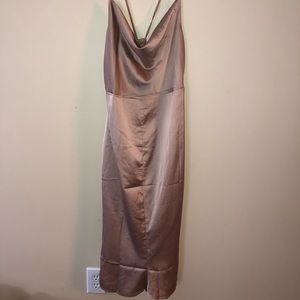 Boohoo champagne midi dress